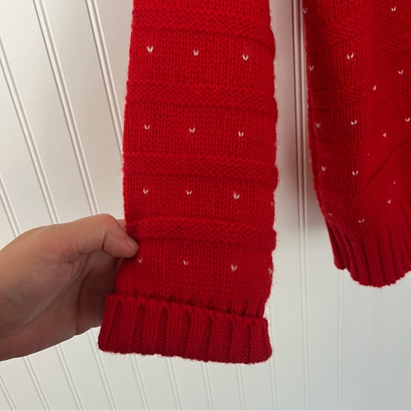 Vintage 80s Red and White Snowflake Sweater Fall River Knitting Mills Heavy Knit - Picture 5 of 13